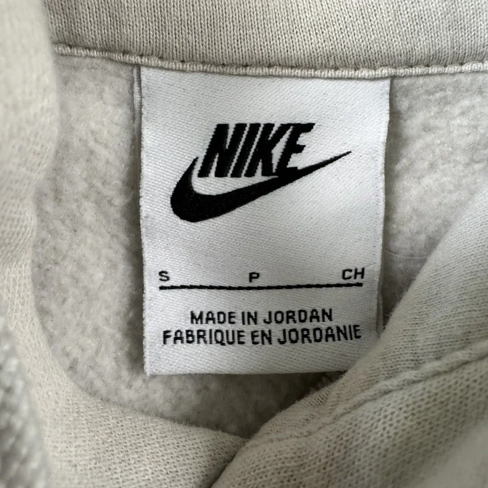 Nike Sportswear Club Fleece Hoodie Small Cream Beige Embroidered Logo